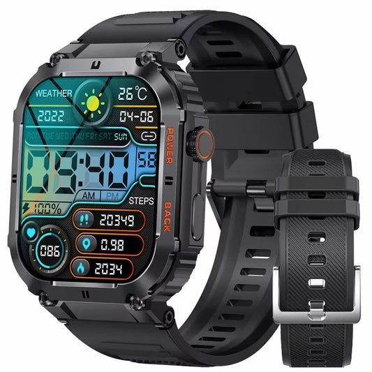Outdoor Sports Fitness Smartwatch for Men 1.96 Inch Screen Bluetooth Calling Waterproof Watches Blood Oxygen Reloj Hombre