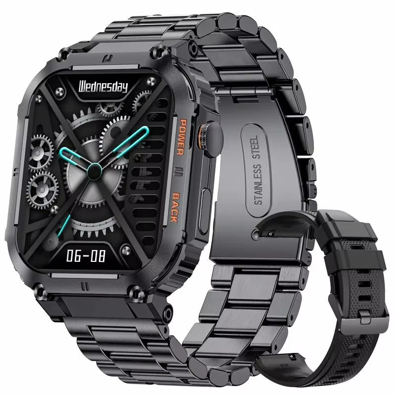 Outdoor Sports Fitness Smartwatch for Men 1.96 Inch Screen Bluetooth Calling Waterproof Watches Blood Oxygen Reloj Hombre