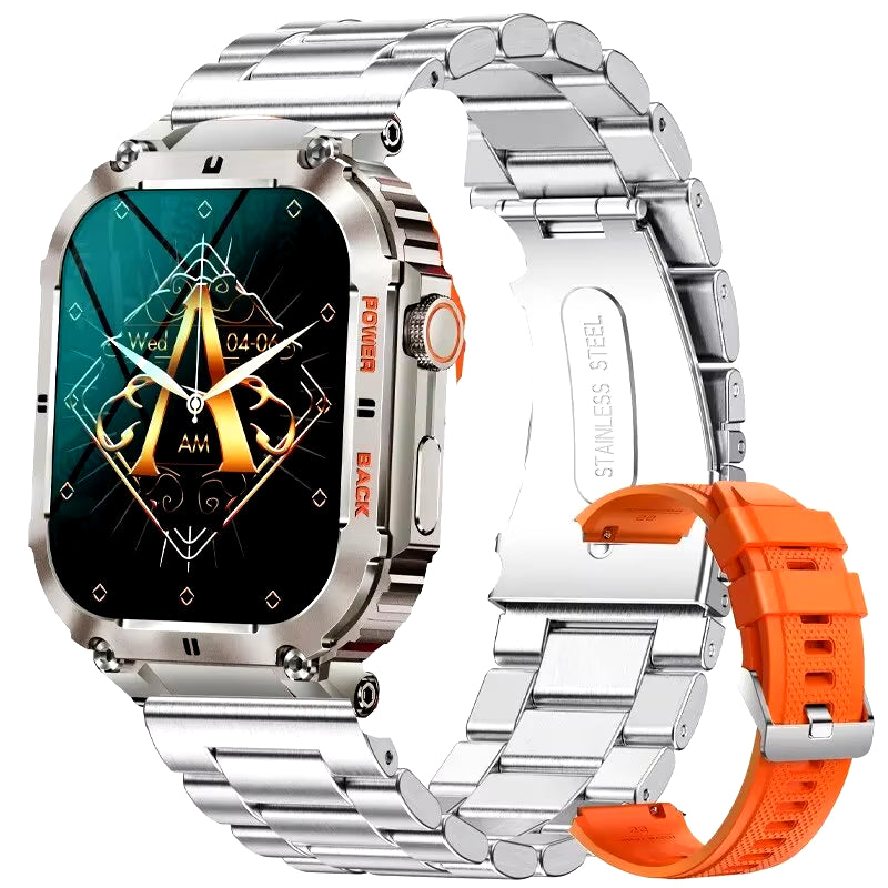 Outdoor Sports Fitness Smartwatch for Men 1.96 Inch Screen Bluetooth Calling Waterproof Watches Blood Oxygen Reloj Hombre